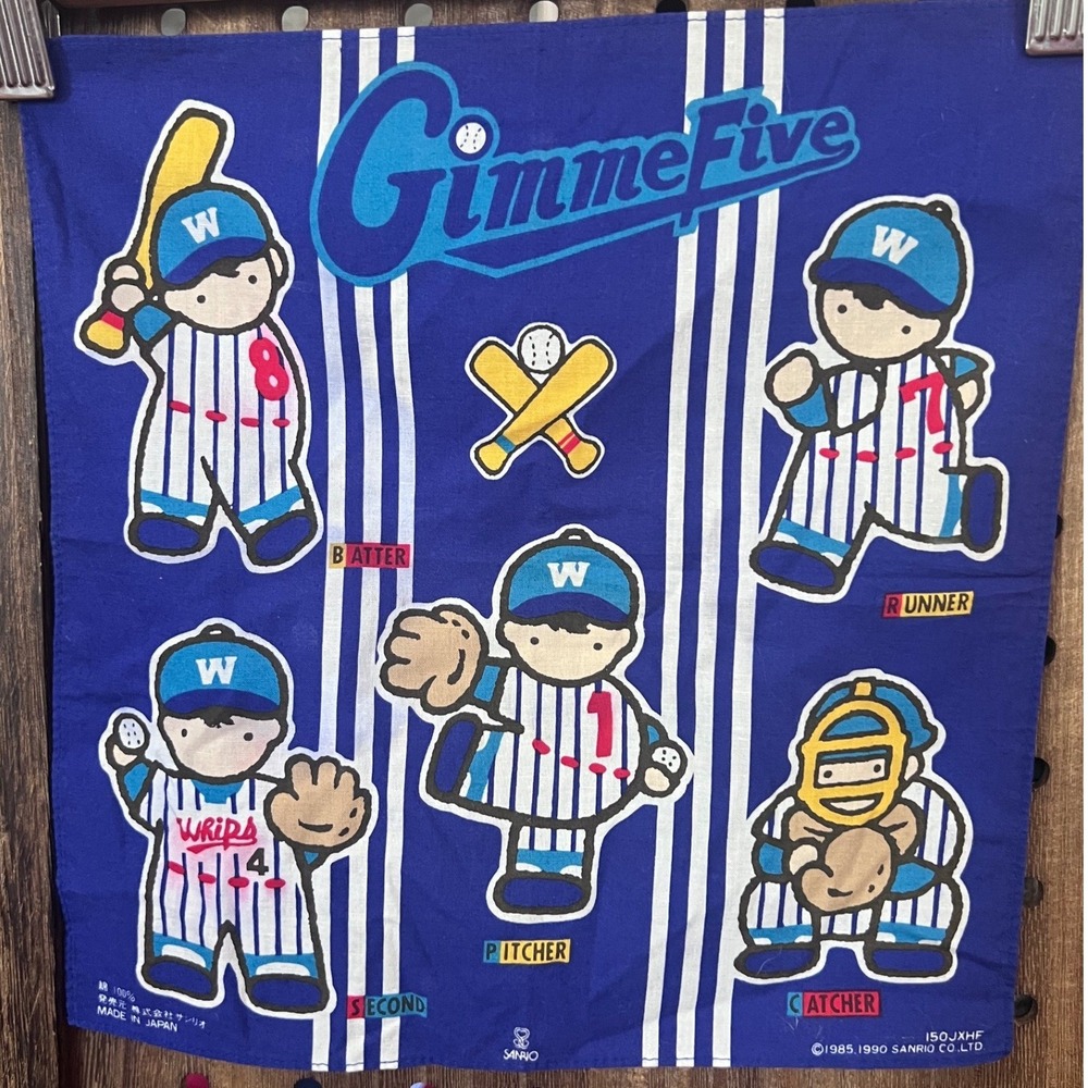 Sanrio Japan Gimme Five Baseball Bandana 1990 kawaii